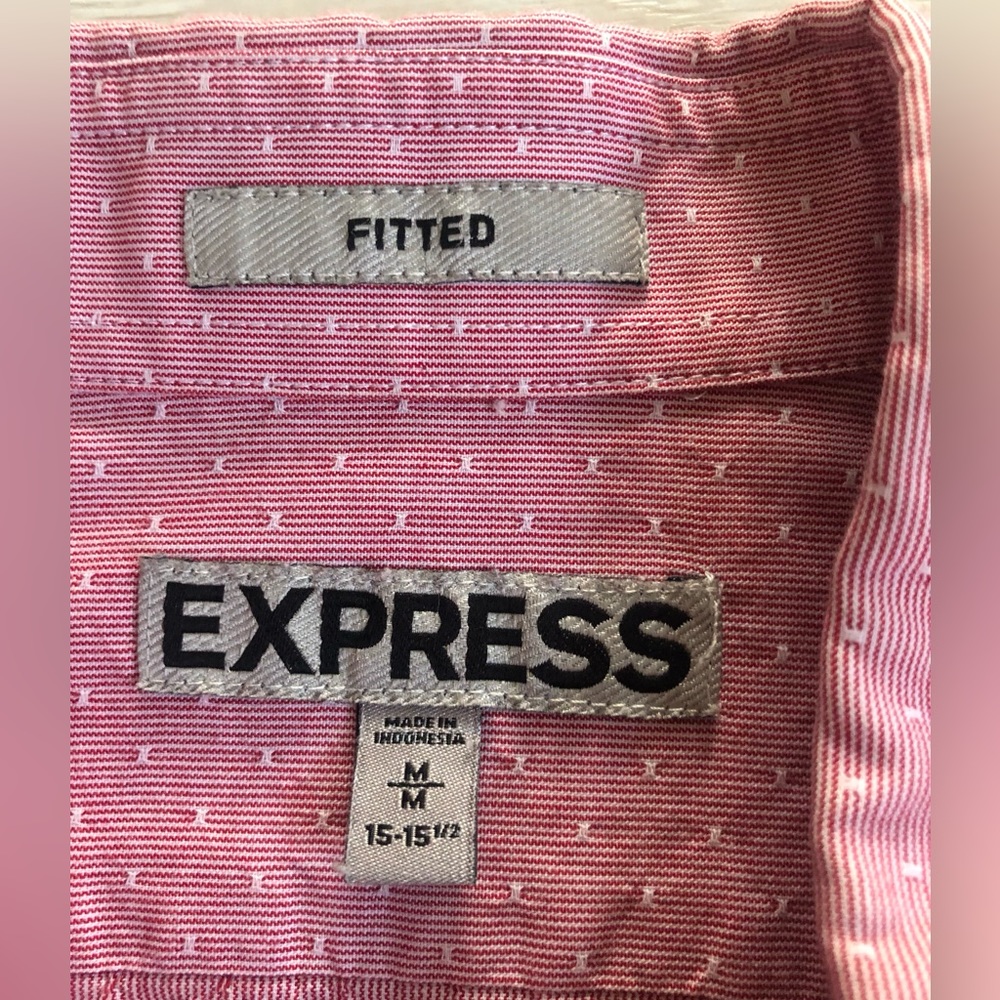 Men’s Express Fitted Red Button-Down Long Sleeve … - image 7